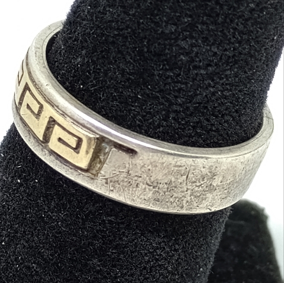 * vintage Navajo signed P. Skeets 14k gold & 925 ring size 10 - Picture 3 of 8
